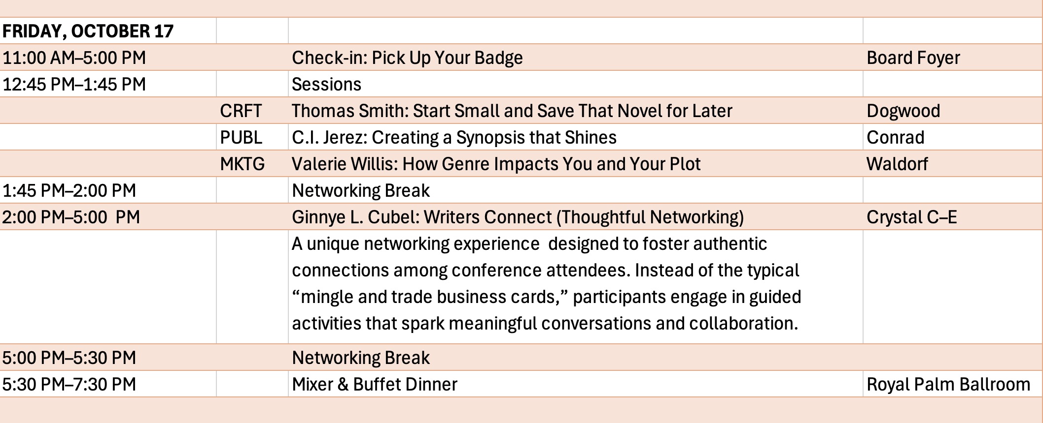 florida writerscon schedule
