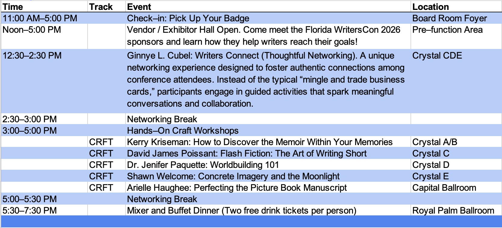 friday conference schedule